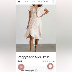 *new with tags* Baltic Born Midi Satin Poppy Dress Champagne XLarge